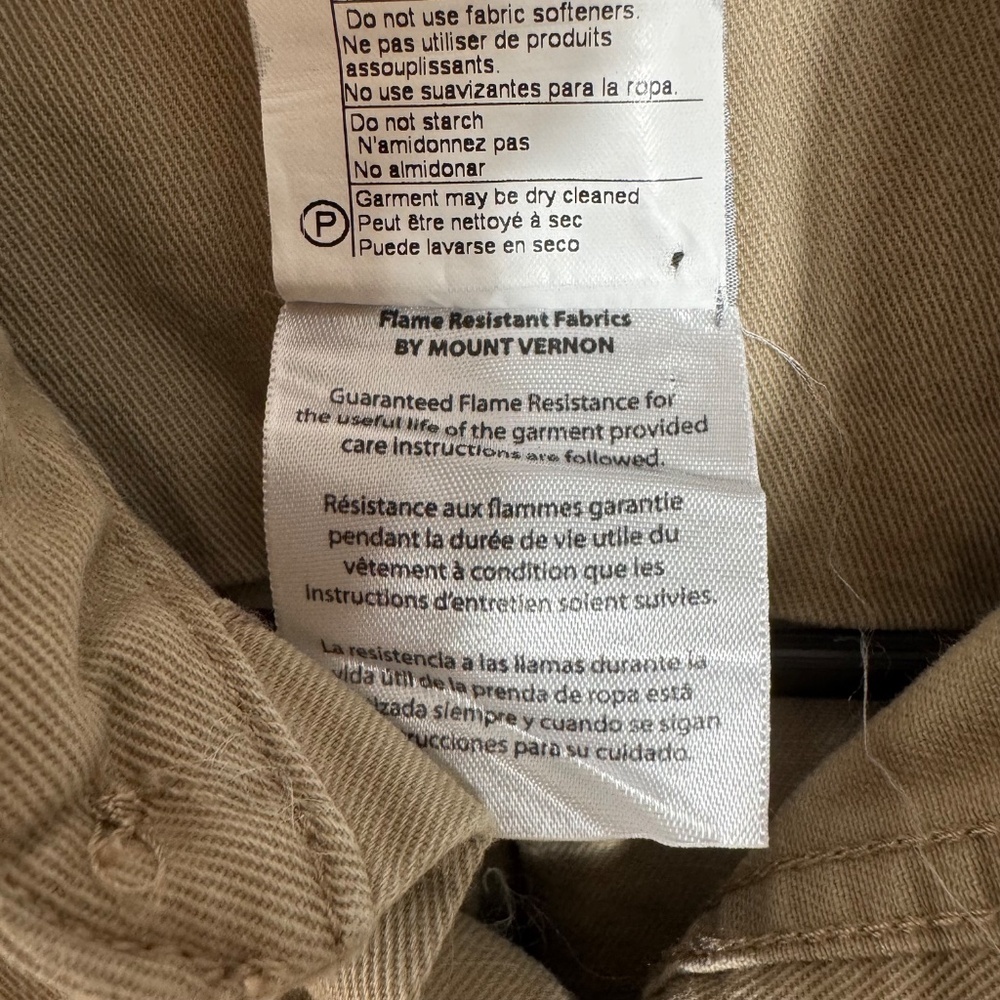 Carhartt FR FRS160 Twill Work Shirt LG Flame Resistant NFPA 70E Khaki - Picture 7 of 11